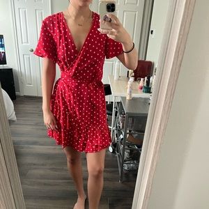 Princess Polly polka dot wrap dress. Size 6.
